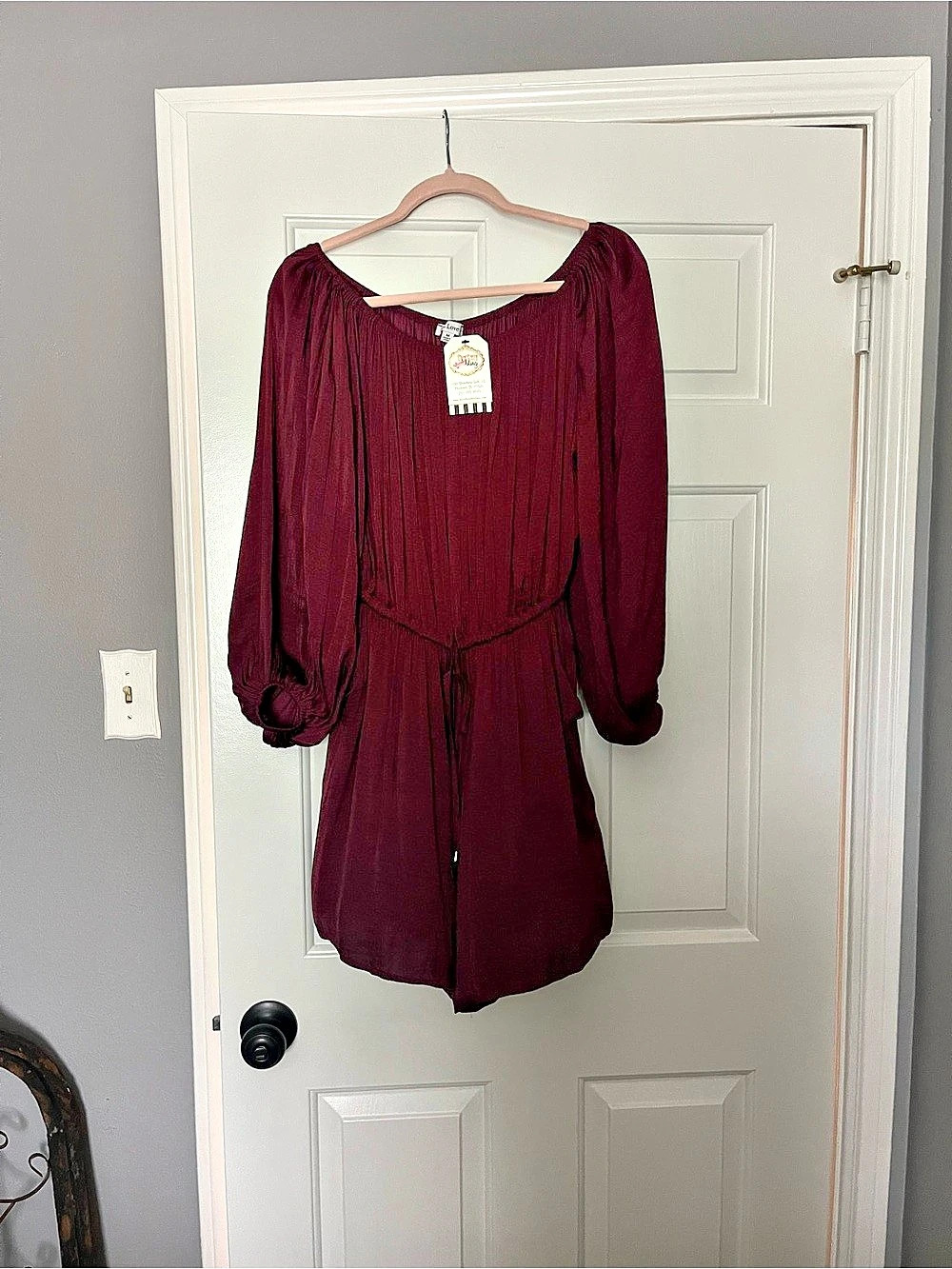 Long Sleeve Mini Dress in maroon NWT